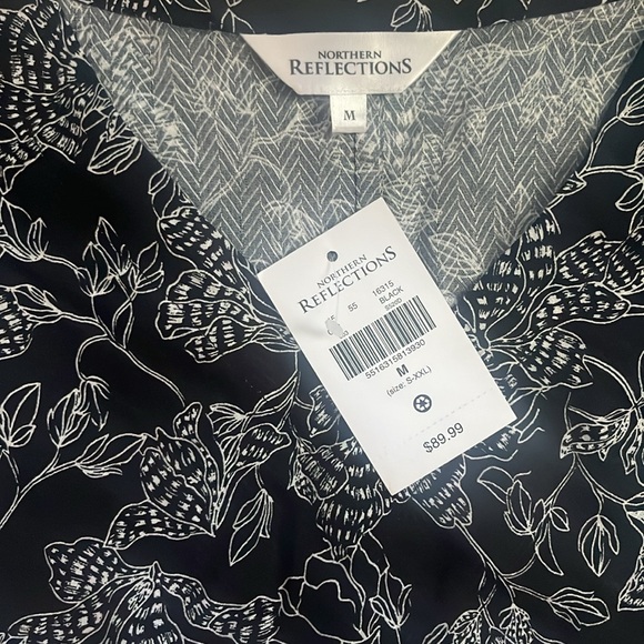 NEW Northern Reflections Black and white Floral pattern dress with pockets - Picture 6 of 12